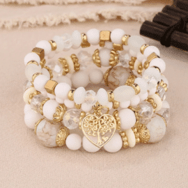 Bracelet de Vie de Style Bohème avec Perles en Acrylique sur fond beige