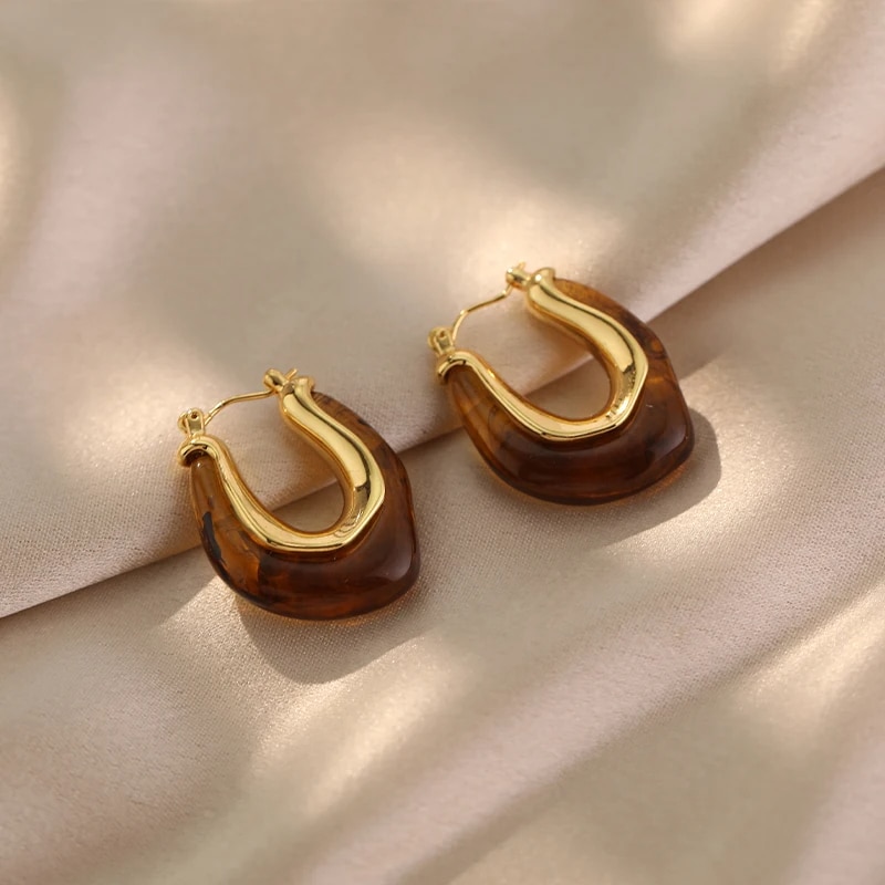 Boucles d'Oreilles Ambre en Forme de U