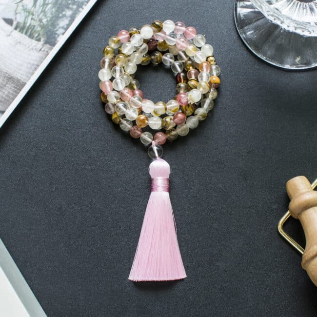 Collier Vintage Chic Avec Pendentif En Perles Bleues Translucides Et Dorées - Style Pampille