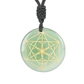 Pendentif Metatron en Pierre Naturelle Ronde sur fond blanc